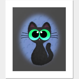 Cute Little Big Eyed Kitty Cat Posters and Art